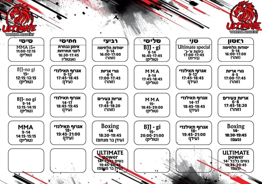 אקדמיית Ultimate  אמ.אמ.איי - MMA איגרוף תאילנדי Muay Thai כפר יונה